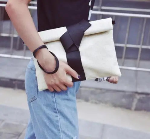 Women Day Clutches Bow Leather Crossbod Bags