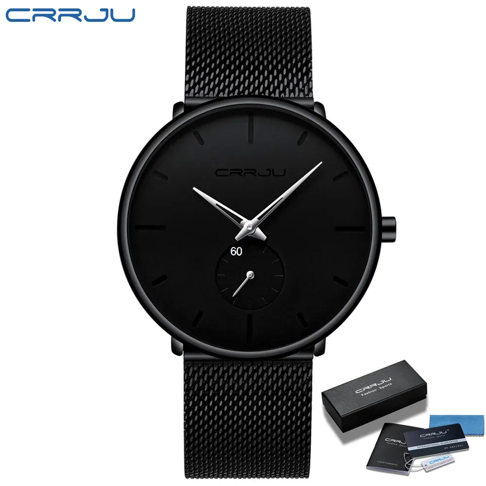 Mens Watches Quartz Watch Men Casual Slim Mesh Steel Waterproof Sport Watch