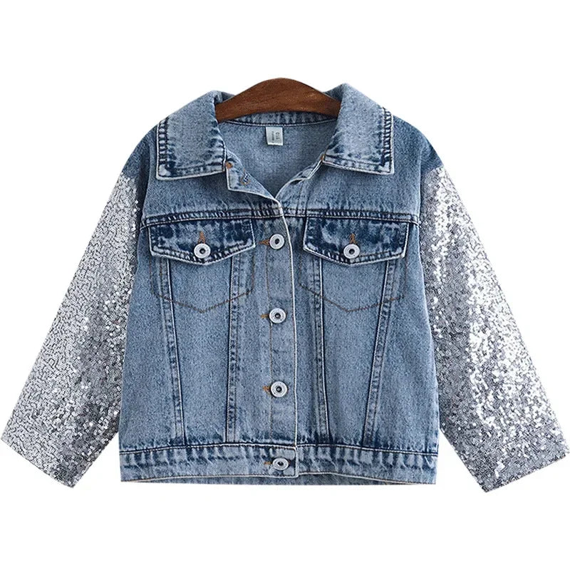 Menoea Girls Denim Outerwear cartoon Coat Embroidery Children