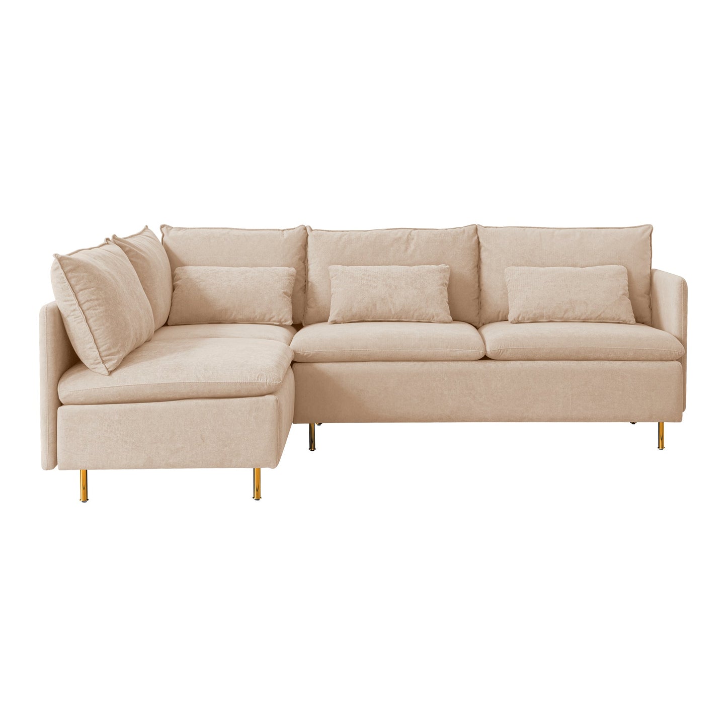 Modular L-Shaped Corner Sofa, Movable Chaise Facing Left/Right