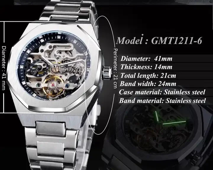 Waterproof Skeleton Mechanical Watch