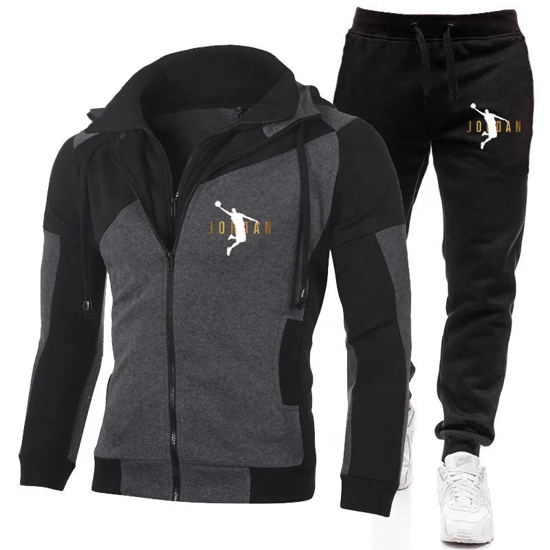 Men's Jacket Tracksuits Casual Two Pieces Sets Zipper Hoodie Gym