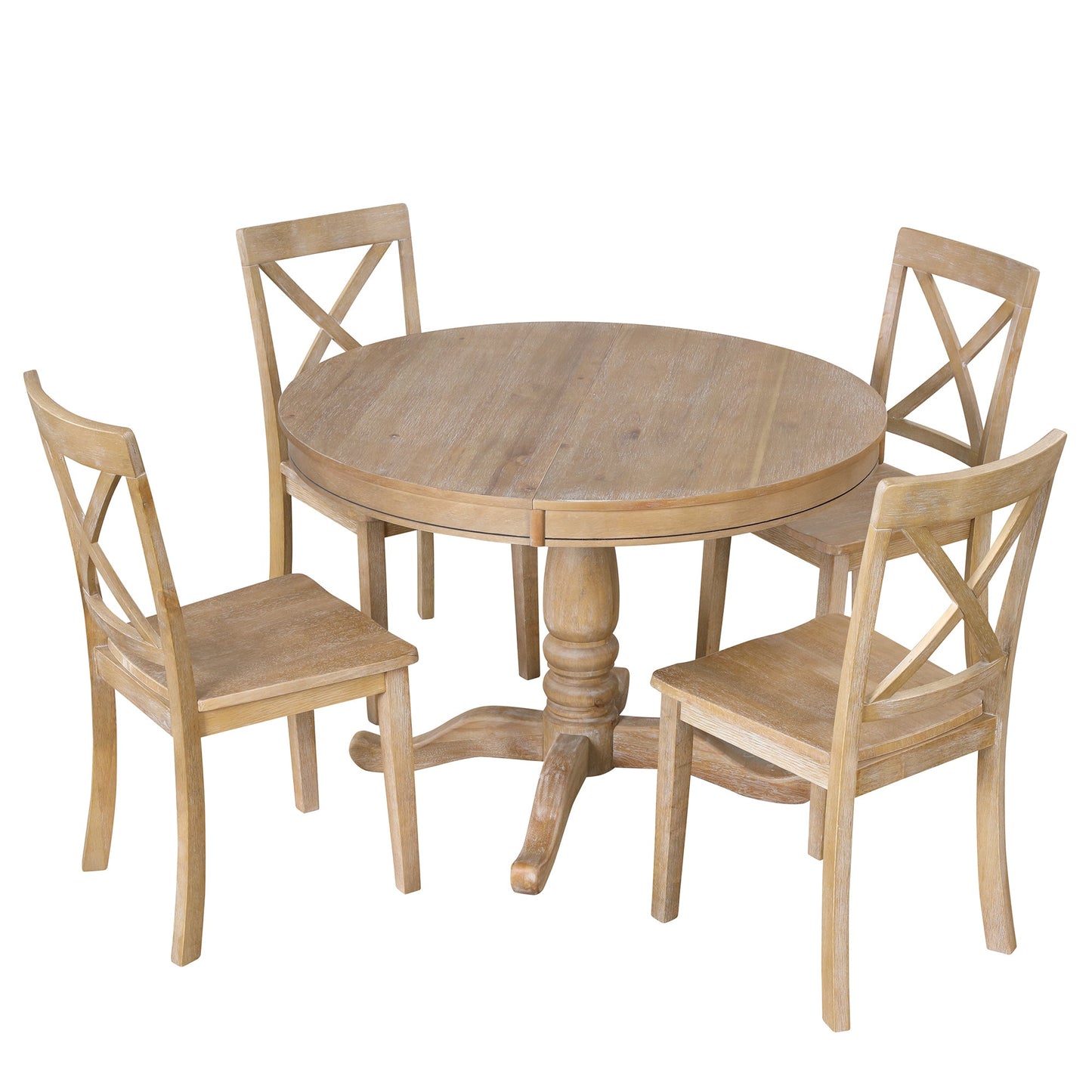 Modern Dining Table Set for 4,Round Table and 4 Kitchen Room Chairs