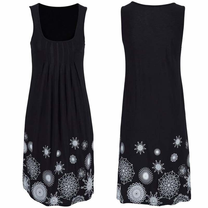 New Sleeveless Round Neck Temperament Print Large Size Women's Dress