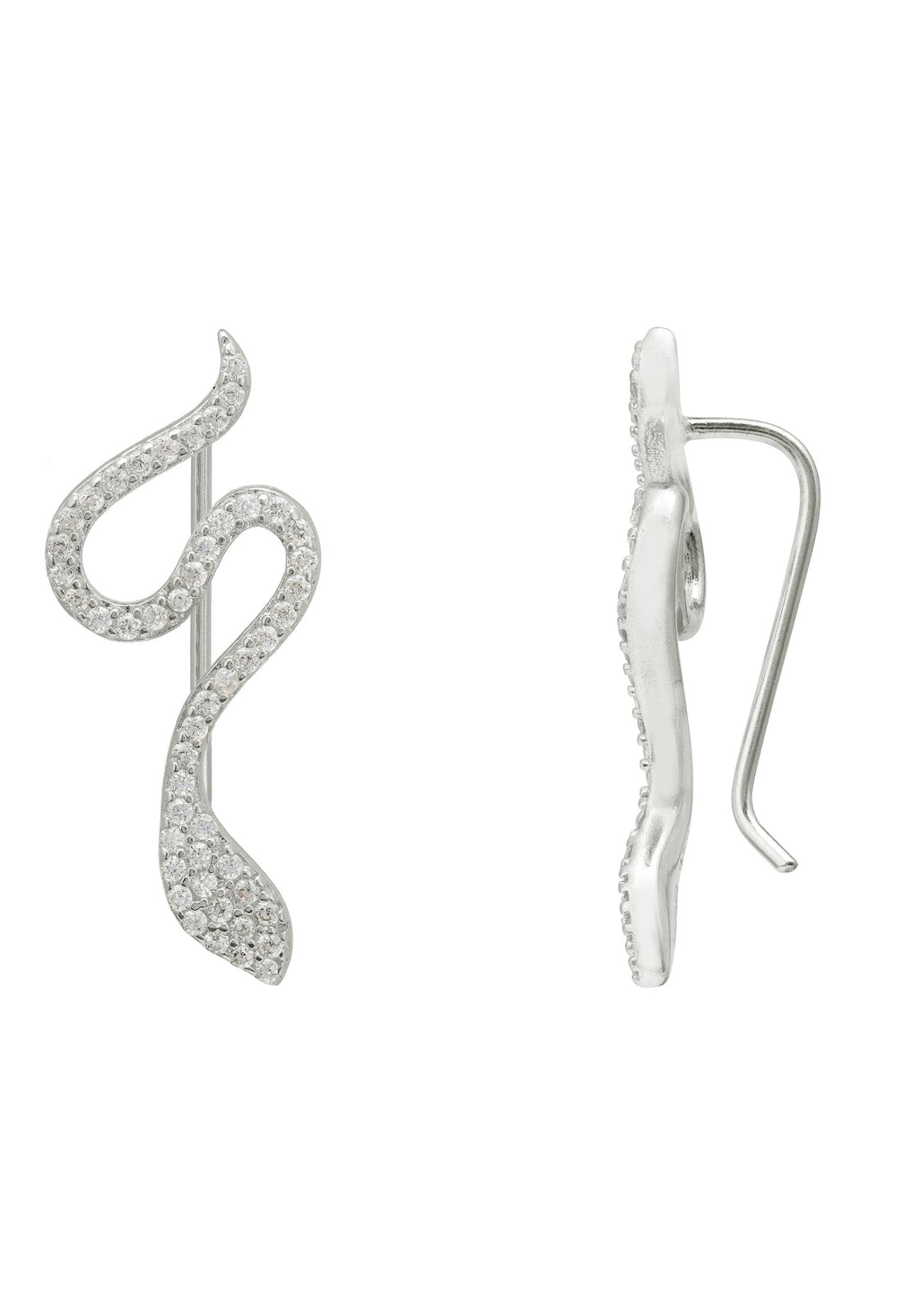 Nagini Snake Ear Climbers Silver