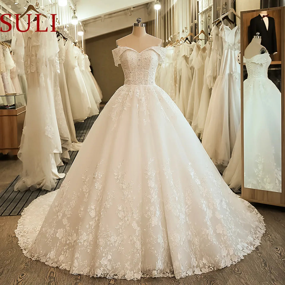 Wedding Bridal Dress Ball Gown Embroidery Lace Applique Boho Wedding Dress