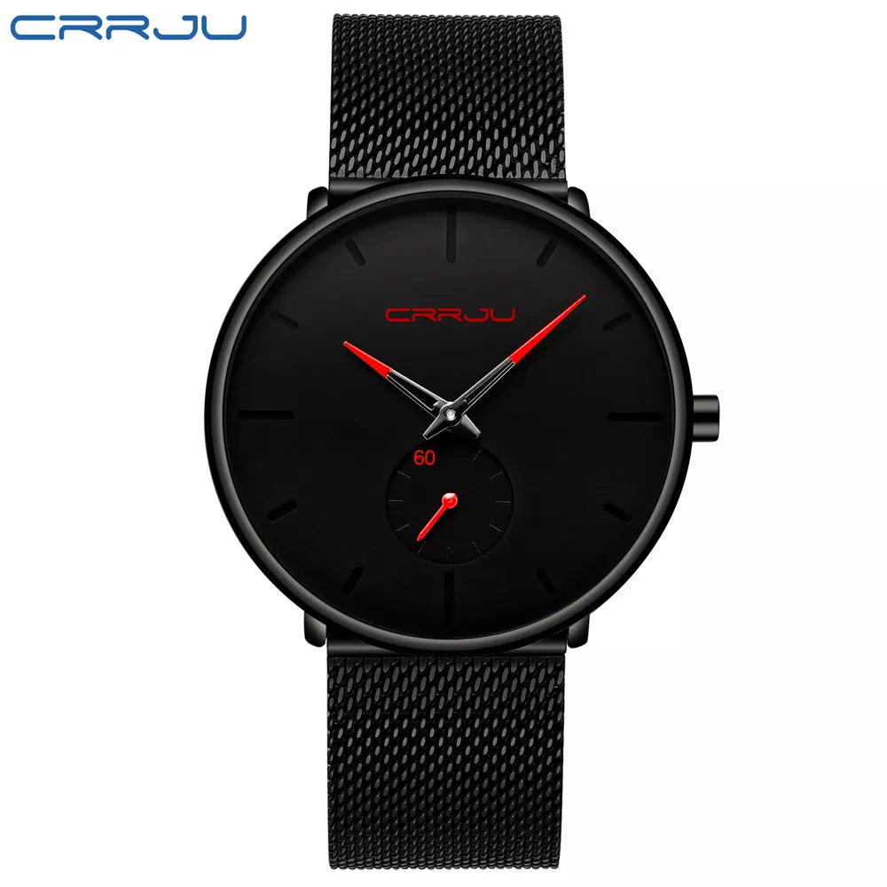 Mens Watches Quartz Watch Men Casual Slim Mesh Steel Waterproof Sport Watch