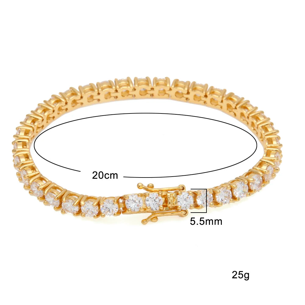 Tennis Bracelet With CZ Hiphop Diamond Tennis Chain for Men