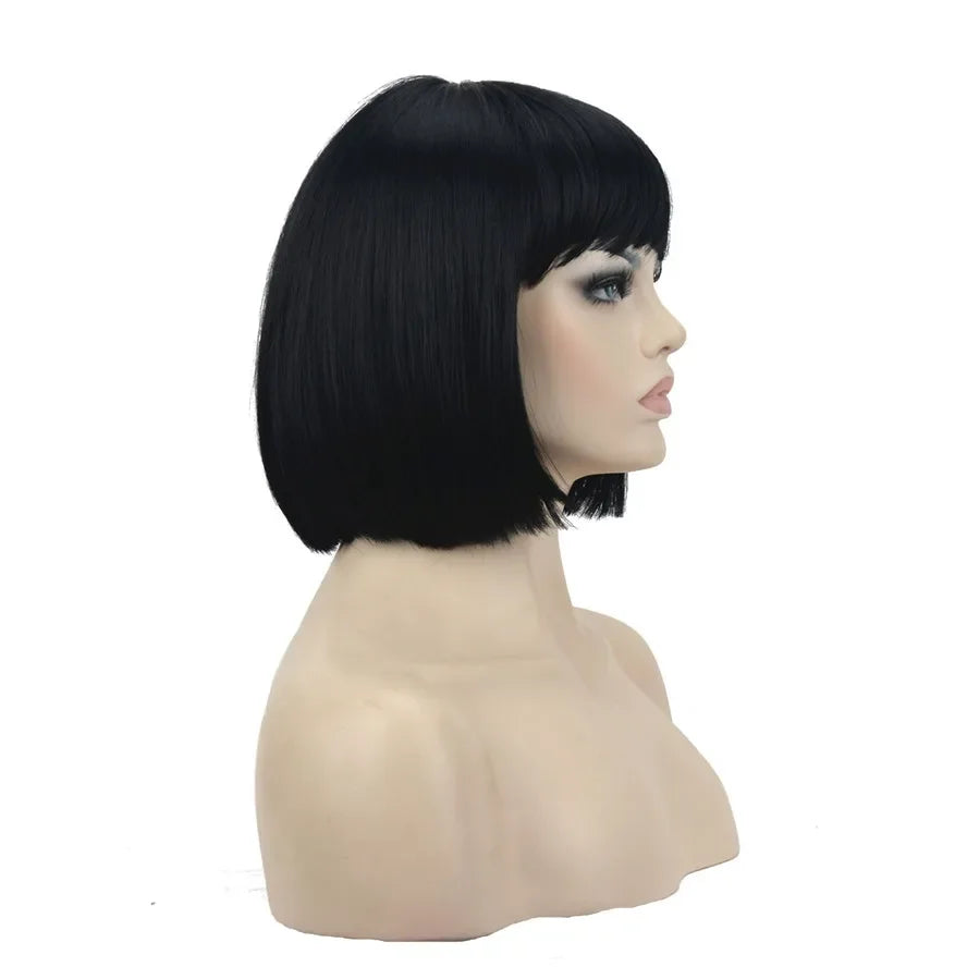 Women's Wigs Bob Black Hair Short Straight Natural Synthetic Capless Wig