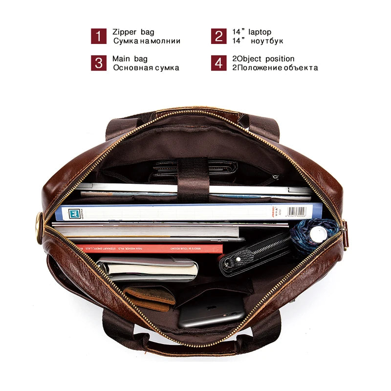 WESTAL Men's Briefcases Bag Men Leather Laptop Bag