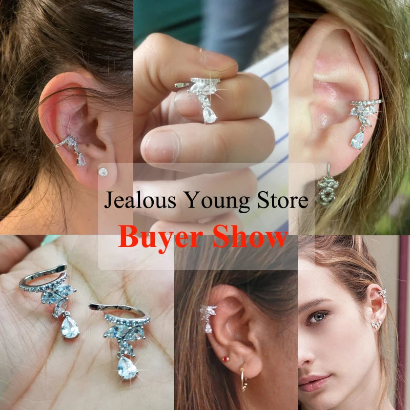 Water Clip Earrings Jewelry Zirconia Crystal Jackets Jewelry