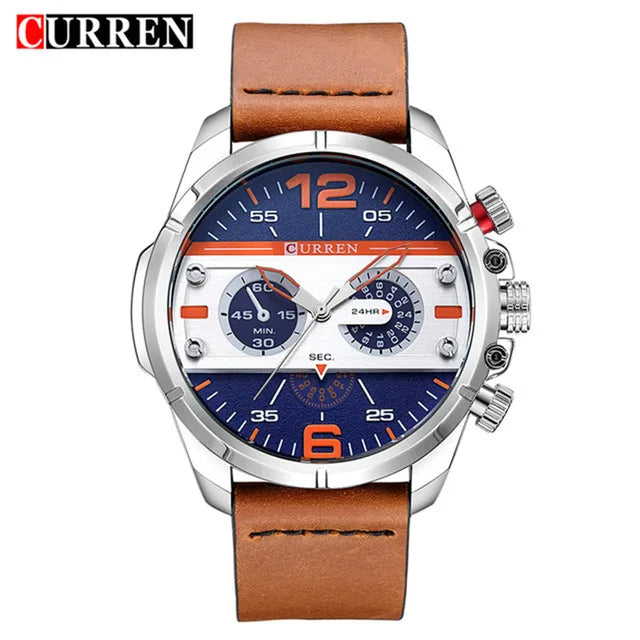 Wrist Sport Wristwatch Waterproof Leather Men's Quartz Watch Relogio Masculino