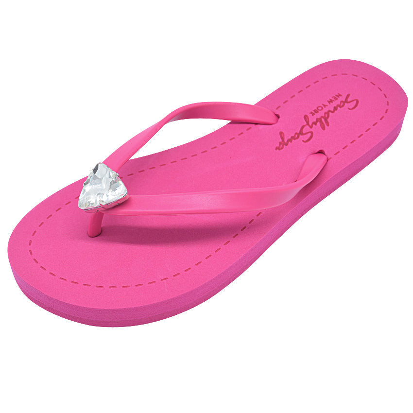 Triangle Studs - Crystal Flat Flip Flops Sandal