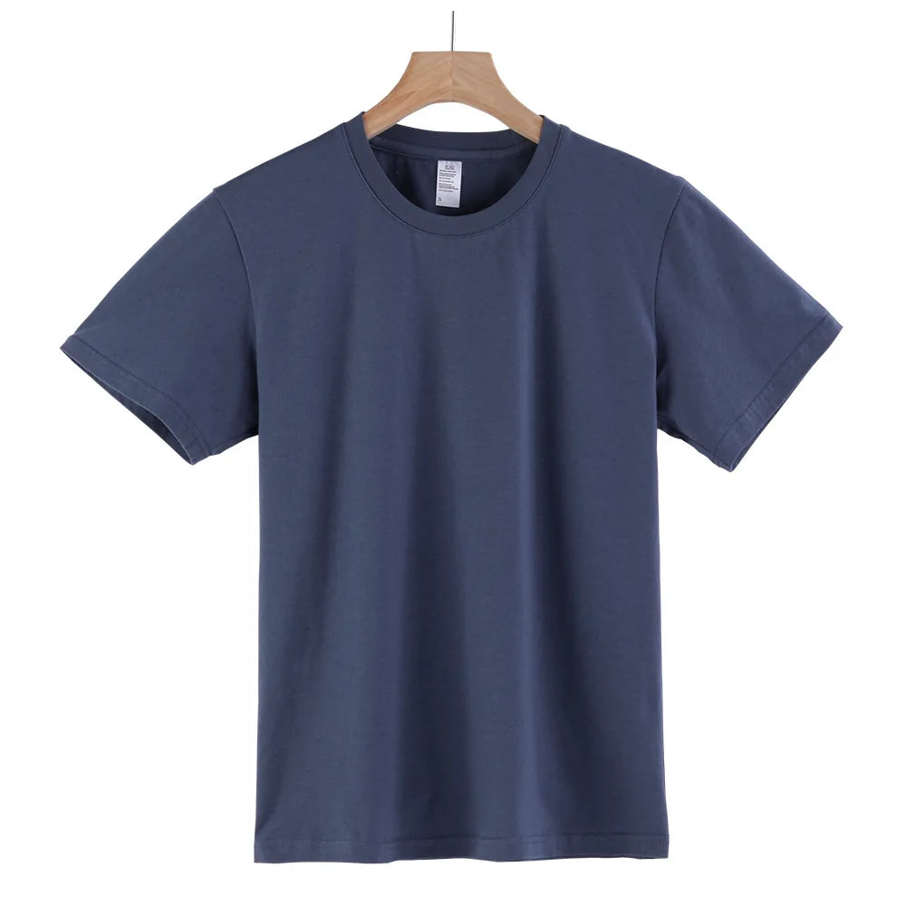 Round Collar Men's T-Shirt 100% Cotton Straight Thin Lightweight T-Shirts