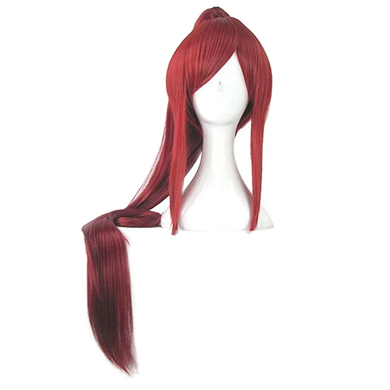 Synthetic Hair Red Cosplay Wig Ponytail Long Straight Heat Resistant Fiber