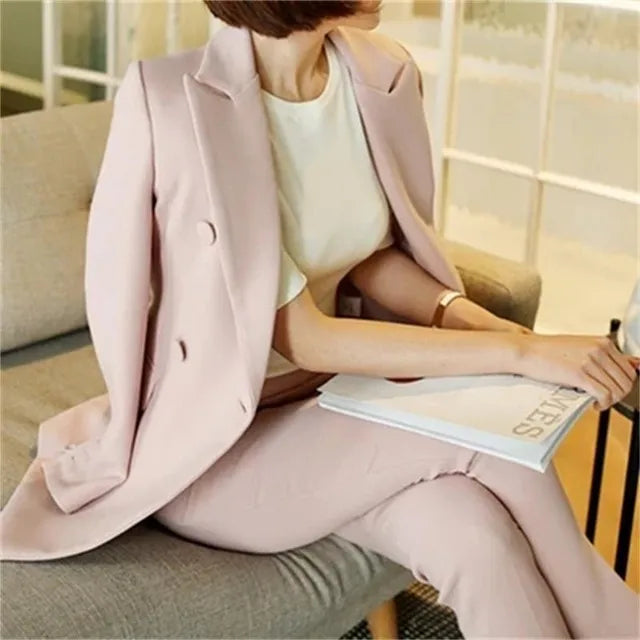 Slim Small Suit Pants Suit Temperament Suit Jacket 2 Pieces Set Wear to Business