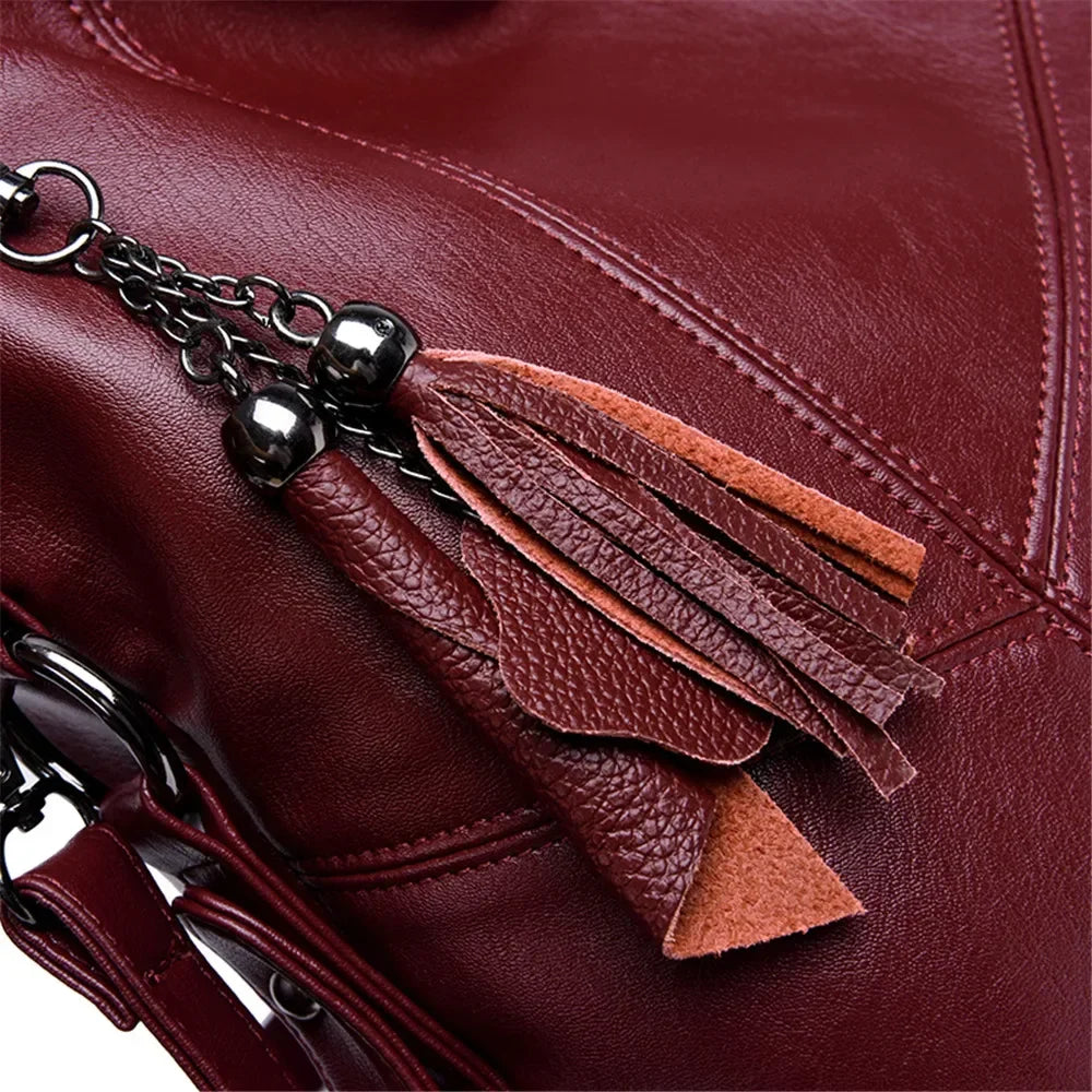 Soft Leather Tassel Luxury Handbags Women Bags