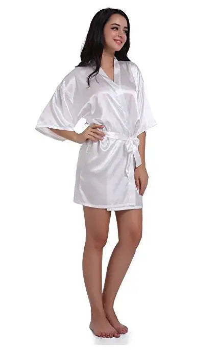 Sexy Large Size Sexy Satin Night Robe Lace Bathrobe Wedding Bride Robes