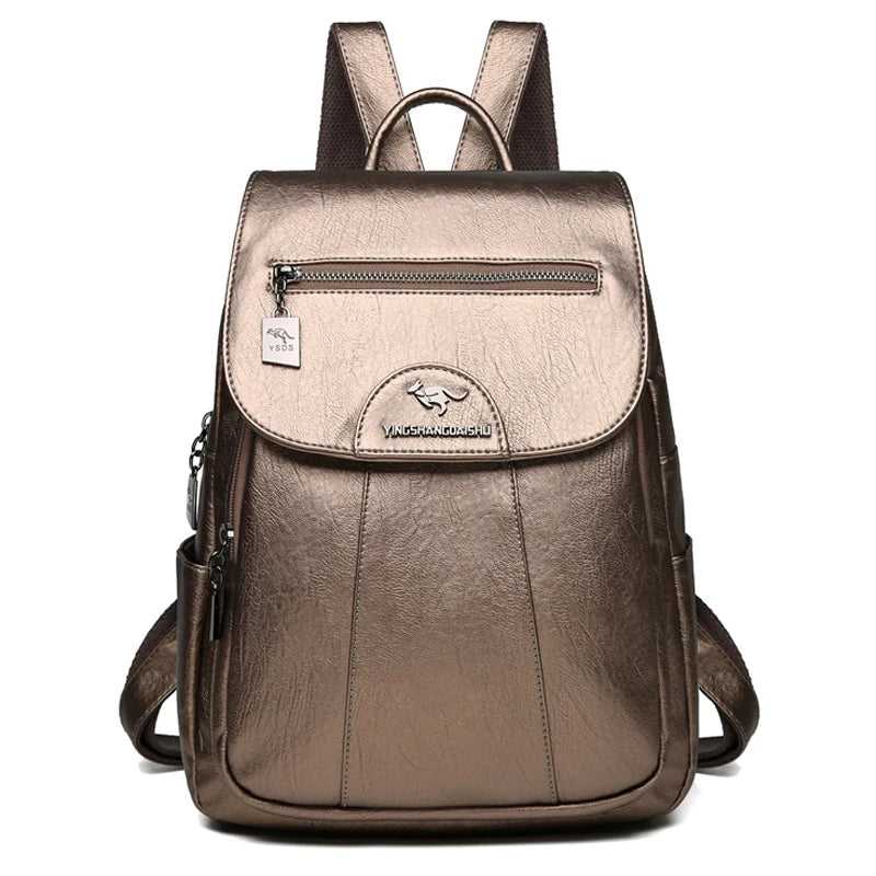 Women Leather Vintage Backpack Girls School Bag Travel Bagpack for Ladies