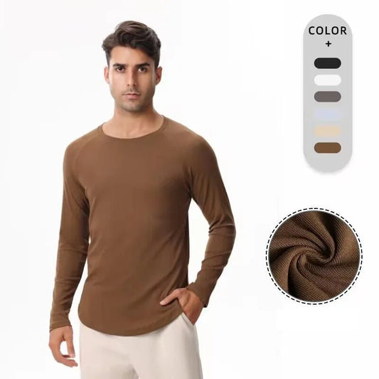 Men's Cotton Sports Long Sleeved T-Shirt With Long Sleeves Casual