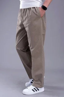 Men's Summer Thin Elastic Band High Waist Cotton Casual Trousers