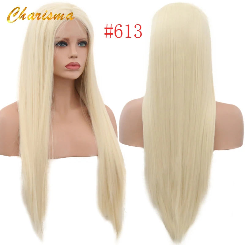 Silky Straight Hair Synthetic Lace Front Wigs with Hairline Wigs for Women