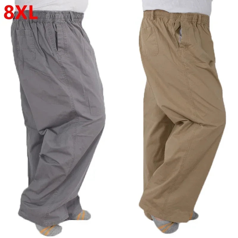 Men's Summer Thin Elastic Band High Waist Cotton Casual Trousers