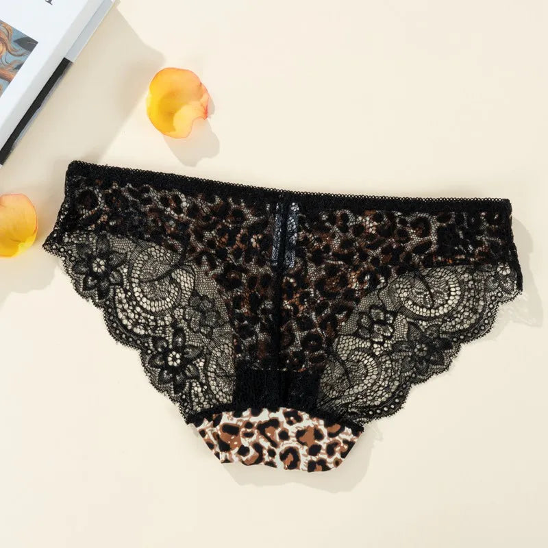 Women's Sexy Lace Panties Seamless Cotton Crotch Low-Rise Underpants Brief