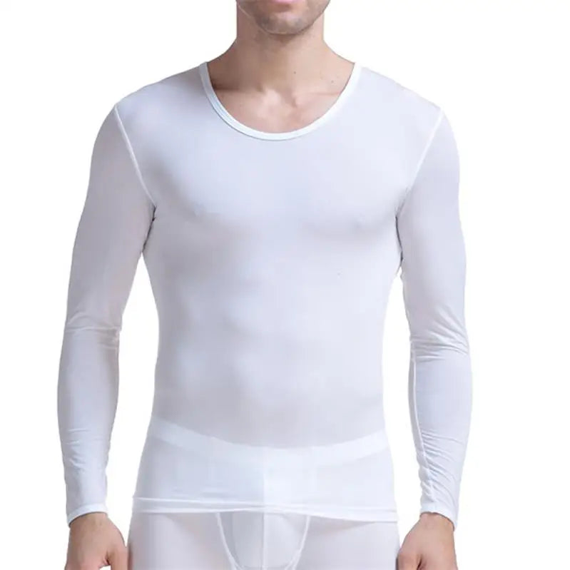 Men's Undershirt Thermal Super Thin Men Ice Silk Underwear Sheer T Shirts