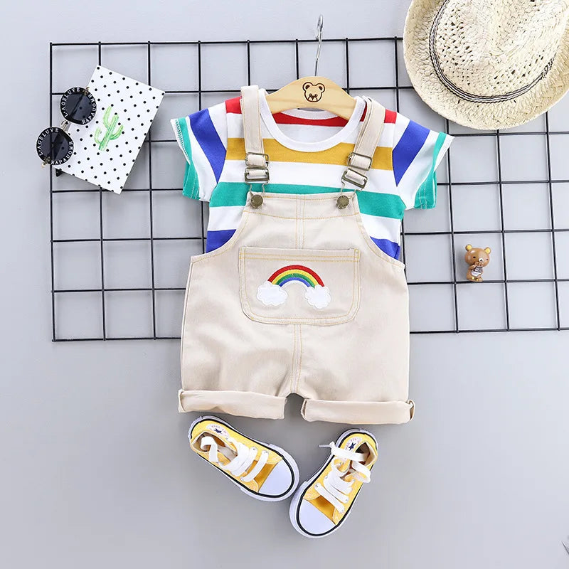 Summer Baby Girl Clothes Children Clothing Boys Short Sleeve T-Shirt Overalls