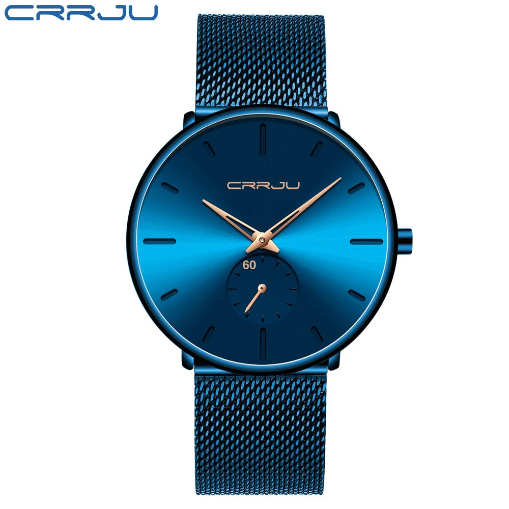 Mens Watches Quartz Watch Men Casual Slim Mesh Steel Waterproof Sport Watch