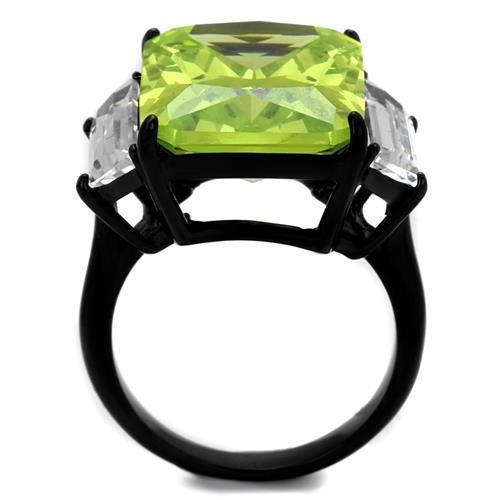 Stainless Steel Ring With AAA Grade CZ in Apple Green Color