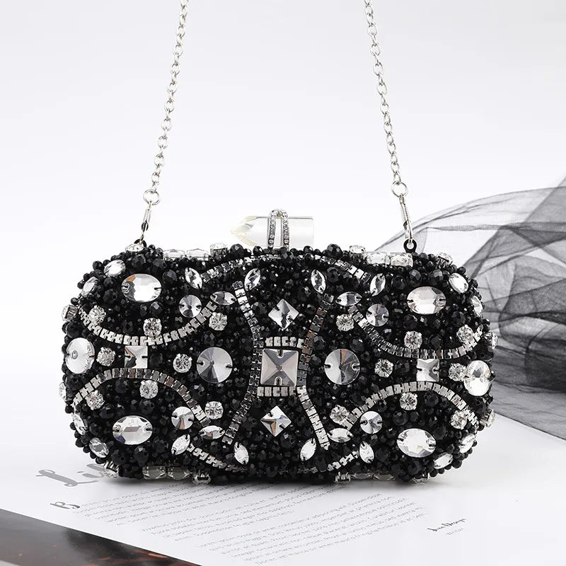 Women Clutch Party Luxury Blue Evening Bag Rhinestone Female Clutch