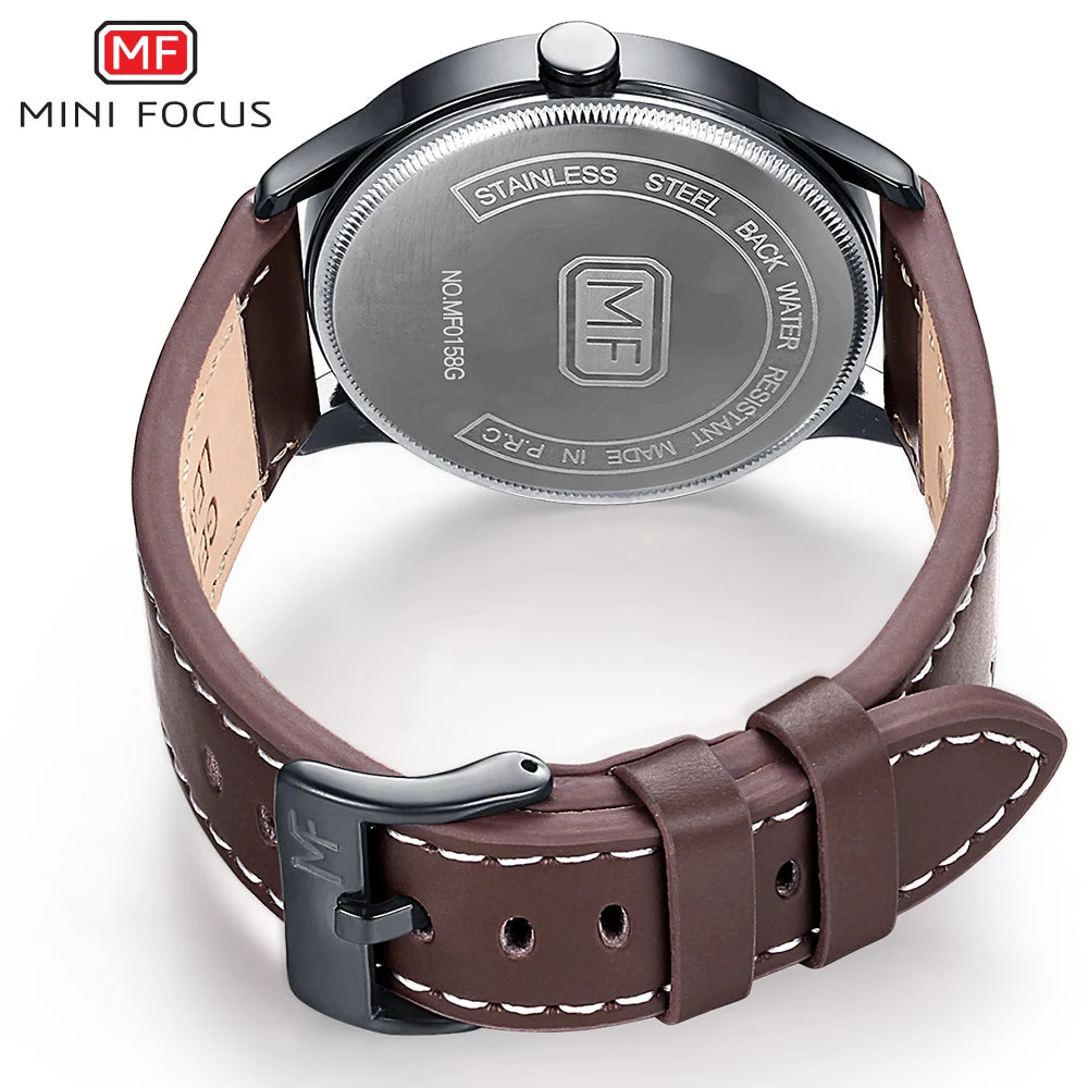 Quartz Wrist Watch Men Waterproof Brown Leather Strap Watches Relogio Masculino