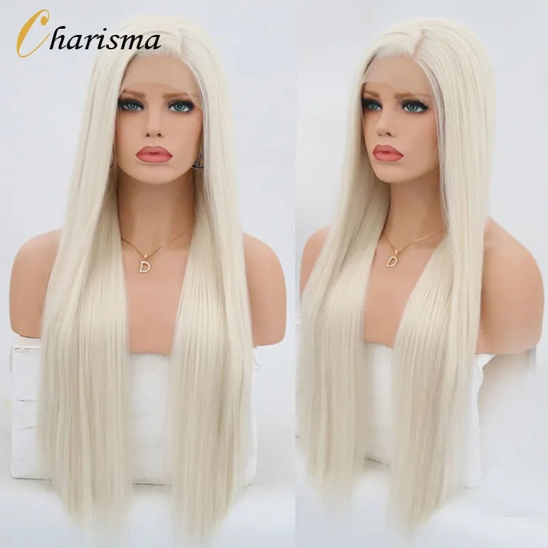 Silky Straight Hair Synthetic Lace Front Wigs with Hairline Wigs for Women