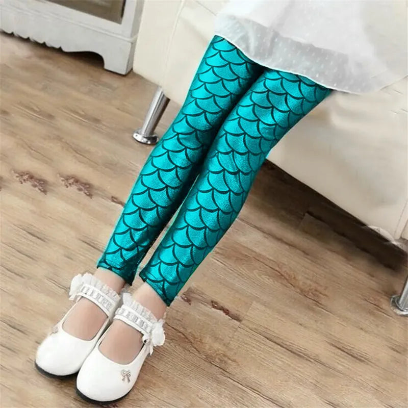 Mermaid Scale Printing Spring Summer Kids Baby Girls Leggings