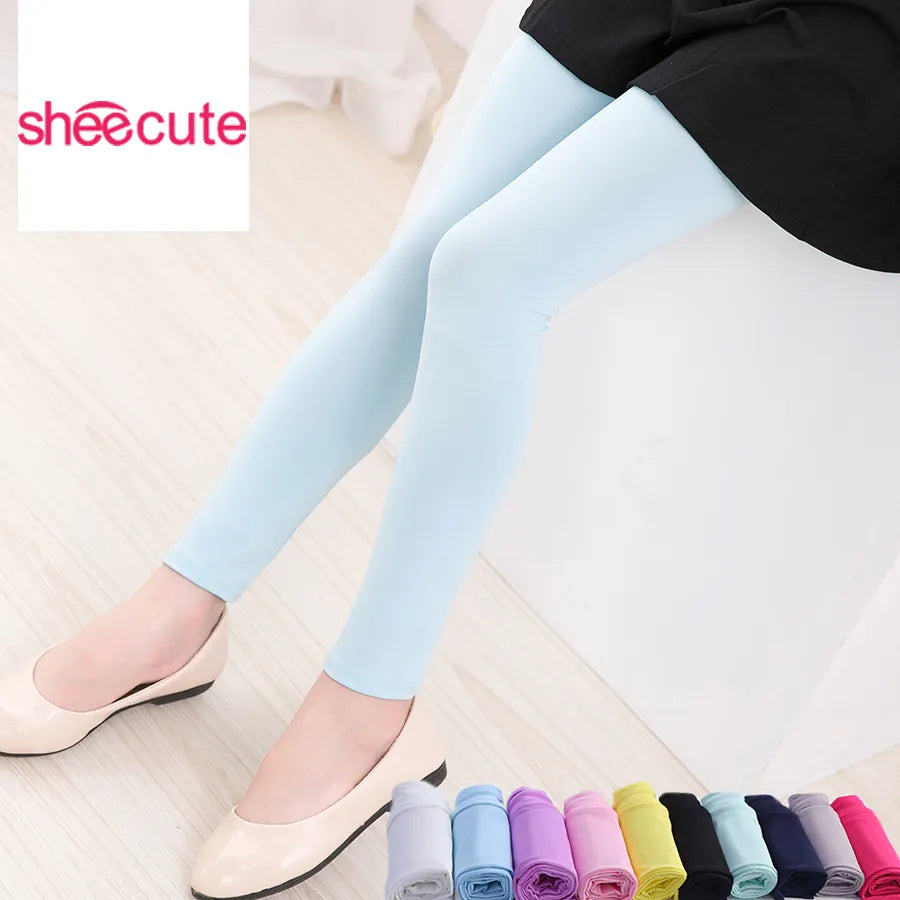 SheeCute Spring Autumn Girls Full Length Skinny Canndy Color Leggings