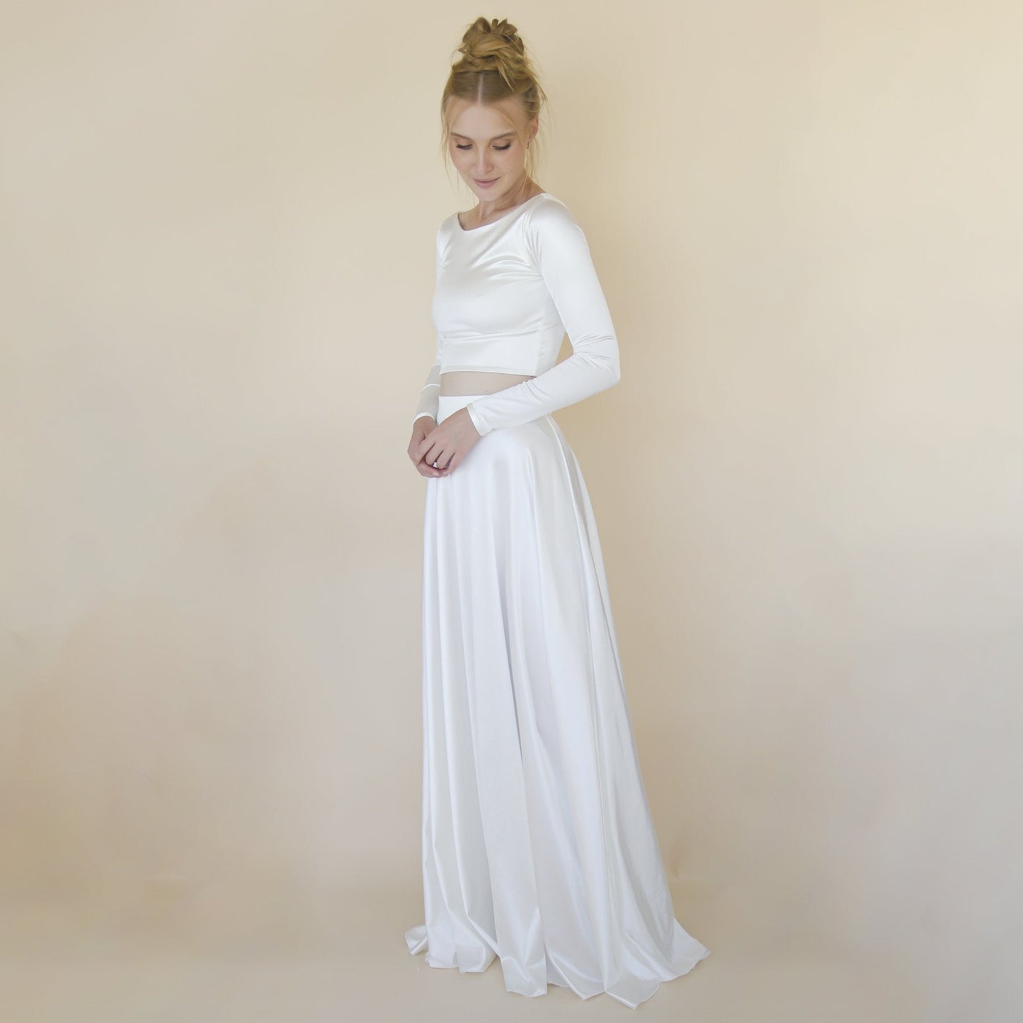 Wedding Dress Separates, Two Piece Wedding Outfit, Silky Wedding Top & Skirt