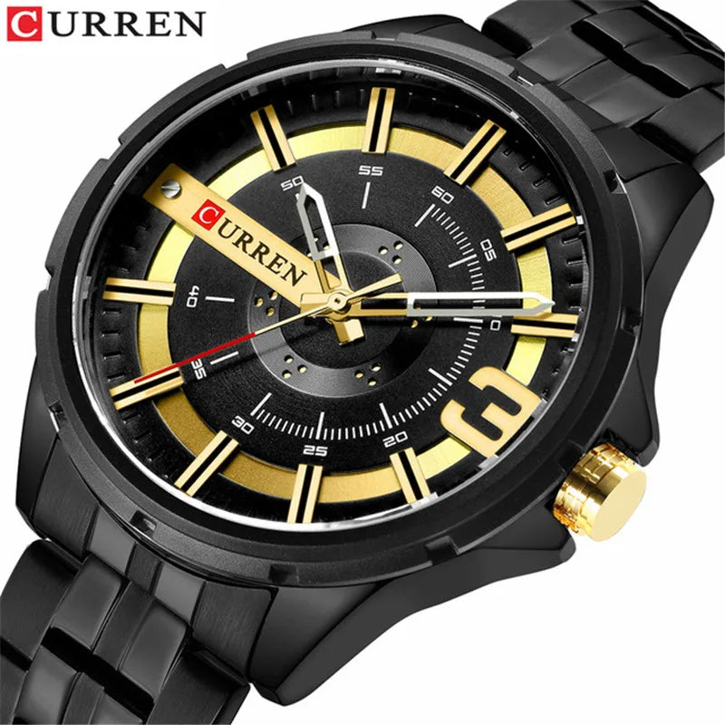 Quartz Business Men's Stainless Steel Wristwatches Waterproof