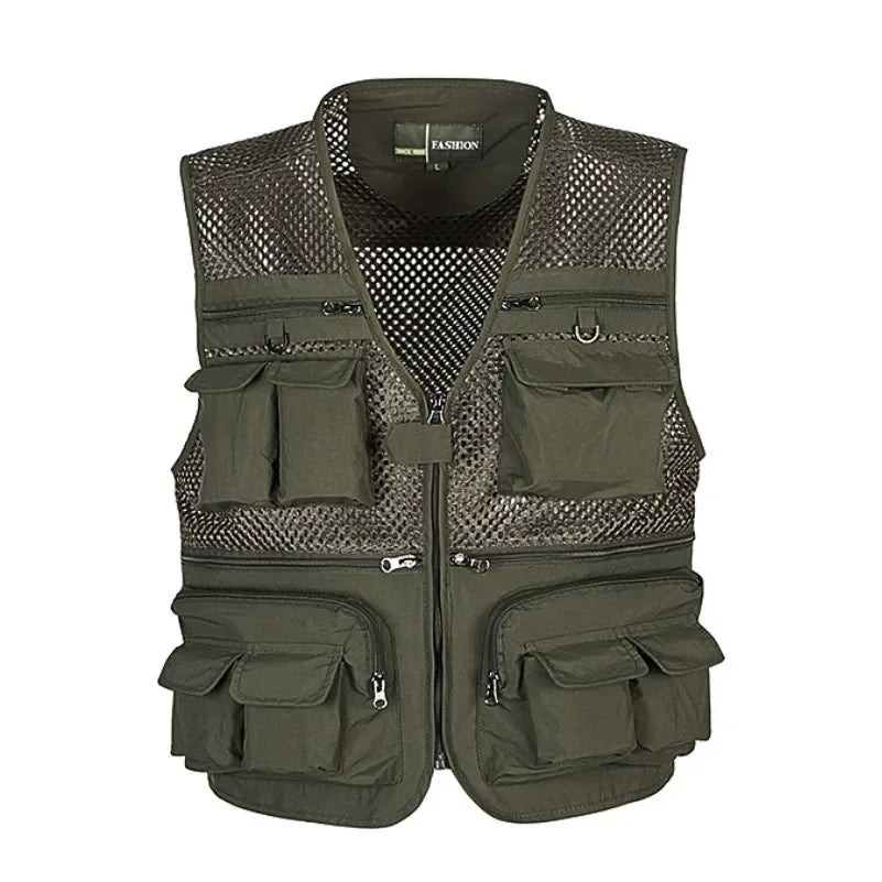 Men's Vest Tactical Webbed Gear Coat Summer Photographer Waistcoat