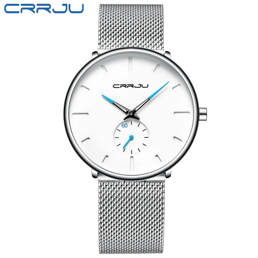 Mens Watches Quartz Watch Men Casual Slim Mesh Steel Waterproof Sport Watch