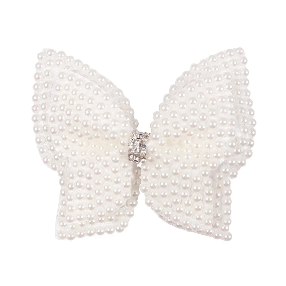 White Pearl Hair Bows With Hair Clips for Girls Hairpins Hair Accessories