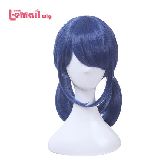 Synthetic Hair Marinette Cosplay Wig Dark Blue Double Ponytails