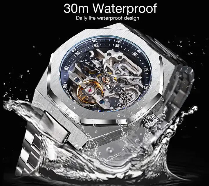 Waterproof Skeleton Mechanical Watch