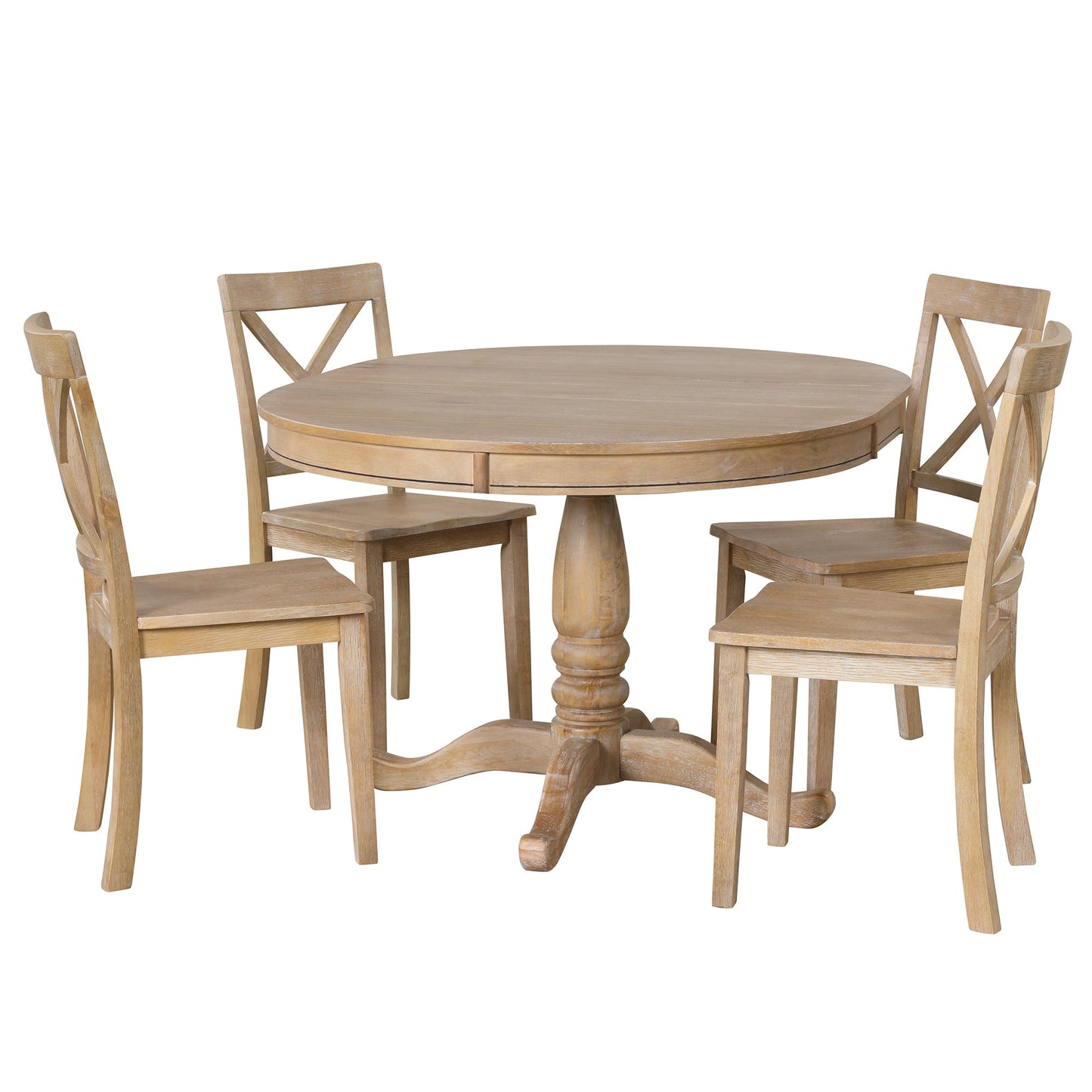 Modern Dining Table Set for 4,Round Table and 4 Kitchen Room Chairs