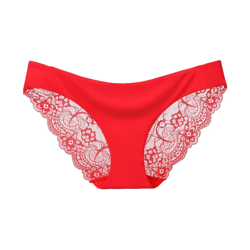 Women's Sexy Lace Panties Seamless Cotton Crotch Low-Rise Underpants Brief