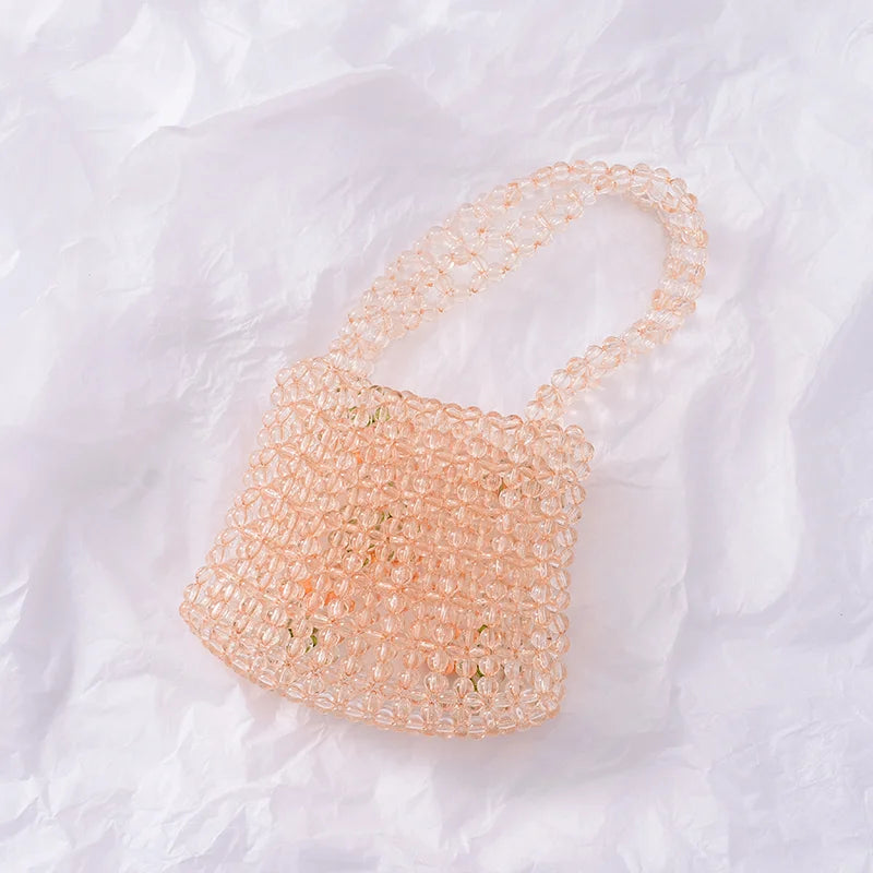 Retro Orange Beaded Bag Clear Crystal Jelly Clutch Bag