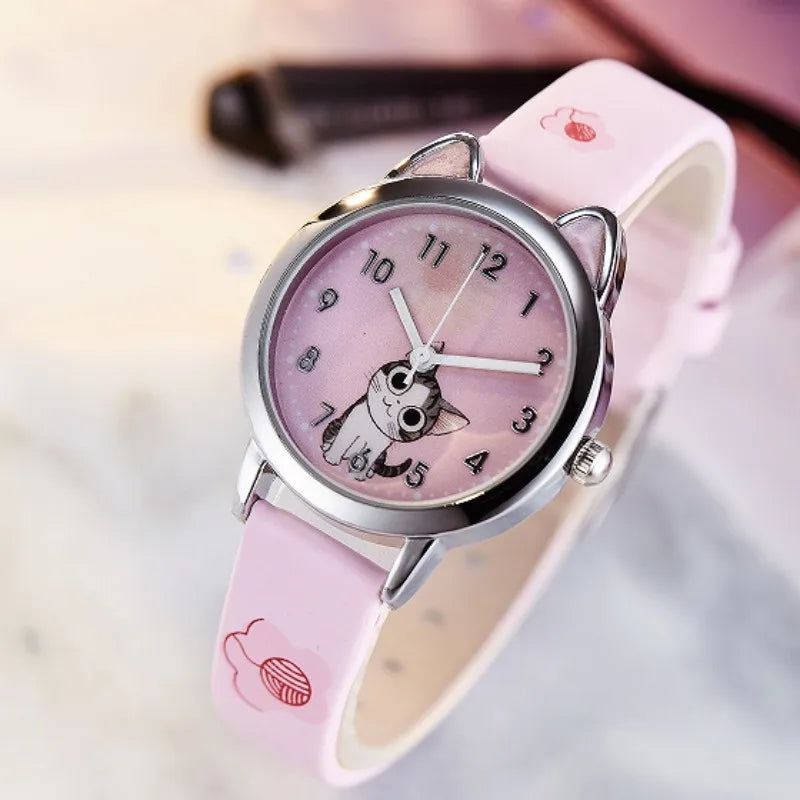 New Arrival Cute Cat Children Fashion Quartz Wristwatches