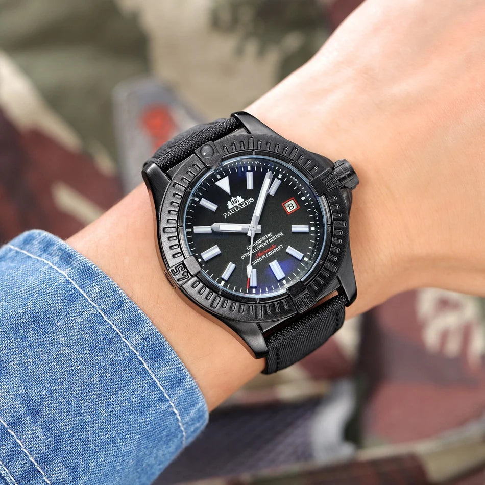 Sports Canvas Strap Men Automatic Luminous Waterproof Date Mechanical watches