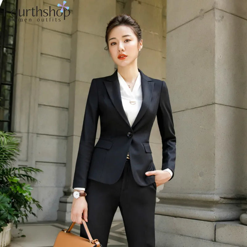 Pant Suits Office Lady Formal Pants Blazer Set Casual Trousers Jacket Suit